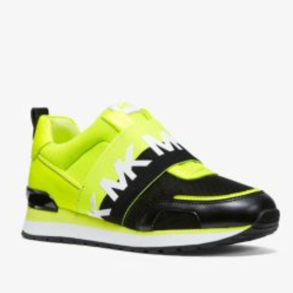 Teddi Neon Mesh and Leather Slip-On Trainer